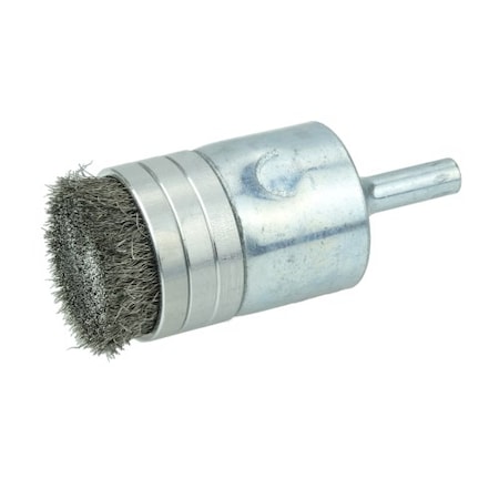 Weiler 1" Banded Crimped Wire End Brush, .006" Stainless Steel Fill 11114